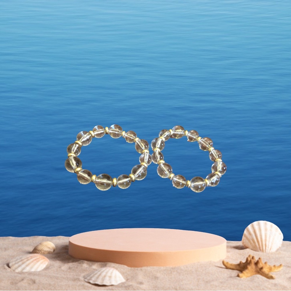 Beaded Stretch Accented Bracelets Womens Clear/Gold
